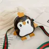 Cartoon Penguin Shape Designers Cuir Sac à dos PU Cuir Sacs Enfants Garçons Girls Retro Bandbody Sacs Knit Courroie Une épaule Messenger Sac Cadeau de Noël G98GYTG