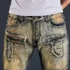 Mens Designer Jeans Distressed Ripped Biker Slim Fit Motorcykel Denim för män Fashion Man Byxor