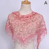 Femmes Floral Écharpe Châle Wrap Dentelle Sheer Gland Écharpe De Mode Creux Gland Dentelle Rose Floral Tricot Triangle Mantilla Foulards