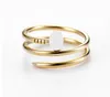 Fashion Designer Double-Rings Jewelry Brands Band Rings Classic Women Nail Ring Titanium steel Gold-plated Never fade Not allergic US Size (