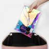 Borsa per il trucco Borsa per il trucco impermeabile con cerniera in PU laser Borsa per il trucco Borsa olografica calda Borsa per cosmetici da viaggio trasparente