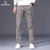 Shan Bao Höst Bomull Stretch Brand Plaid Pants Classic Style Youth Mäns Monterade Straight Casual Trousers 6 Färger 210723