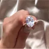 Hochzeitsringe Mode für Frauen Big Oval Zircon Stone Inlay Elegant Engagement Ring S925 Fein Schmuck Jubiläum6537162