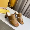 Women High Heels Designer Leather Sandals Embossed Mule Shoes with Wide Double Band 65 mm Heel Summer Sexy Slippers Top Quality NO 272