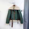 DEAT Winter Fashion Patchwork Green Spliced Large Lapel Women's Thickened Short Fur Sheep Shearing Coat 7I1713 211129