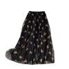 Skirts Spring Autumn Elastic Waist Love Printed Mesh Pleated Skirt High A-line Large Hem Mid-length C101