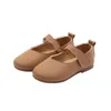 Khaki Zwart Roze Kids Lederen Schoenen Meisje Prinses Enkele Schoenen Soft-Soled Comfortabele Toddler Baby Meisje Schoenen 1-7 Years Old Kids X0703