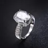 Anéis de casamento White Gold Color Luxury Oval Zirkon Crystal Ring CZ Zircon Jóias Tamanho 6/7 8 9/10 Mulheres
