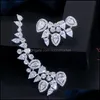 Серьги-серьги с серьгами Cwwzircons Chic Cubic Zircon 585 Золотой цвет Длинный асимметричный ухо альпинист зажима для женщин Панк рок CZ725 210619 капля