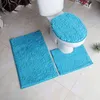 3pcs/Set Chenille Bath Mat Anti Slip Carpet For Toilet Bathroom Rugs Shower Floor Mats Solid Color Washable Water Absorbent Pads 211109