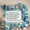 94pcs mavi beyaz gümüş metal balonlar çelenk altın konfeti balon kemer doğum günü bebek duş düğün partisi dekor 220217