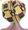 Türban Şapka Afrika Ankara Desen Saten Linned Bonnet Kadınlar Uzun Şerit Headwrap Çift Katmanlı Başörtüsü Büyük Boy Yetişkin Saç Kapağı GC563