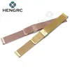 HENGRC 16 18 20 22 24mm Watch Band Strap Stainless Steel Women Watchbands Silver Black Metal Bracelet Double Clasp Accessories