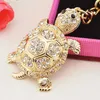 Moda Kolorowe Rhinestone Turtle Brelok Cute Gold Color Zwierząt Wisiorek Torba Samochód Key Chains Brelok Klamry Akcesoria G1019