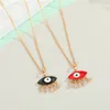 1PC Bohemian Vintage Turkish Zircon Tassel Necklace For Women European Ethnic Evil Eye Pendant Choker Collars Jewelry Gift