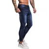 Gingtto Blue Brand Jeans Homens Slim Fit Super Skinny Jeans para Homens Hip Hop Street Wear Skinny Perna Moda Estiramento Calças ZM121 210622