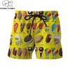 PLstar Cosmos Marque Vêtements Été Harajuku Hommes Casual Shorts Nourriture Glace / Macaron 3D Imprimer Unisexe Cool 210721