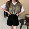 Corduroy Causal Women Shorts Spring Korean High Paist Dna Vintage Solidna Szeroka noga Krótki Mujer 6E306 210603