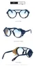 Steampunk Yuvarlak Polarize PU Deri Çerçeve Güneş Gözlüğü Kadın Erkekler 2021 UV400 Yüksek Kaliteli Güneş Gözlükleri Quay Maskulino306s