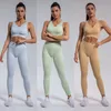 Nya Tracksuits Designer Yoga Wear Womens Suit Gym Outfit Sportkläder Fitness Bra Topp Aligion Pant Leggings Workout Set Tech Fleece Aktiv för Kvinna V Neck Sexig T-shirts