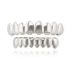 Hop Glänzend Kupfer Hüfte Dental Grills Acht Zähne vergoldet Lange Hosenträger Frauen Männer Party Schmuck Grills Set Großhandel Kostenloser Versand