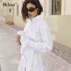 White Short A Line Dres Office Lady Dress Solid Tunic Shirt Dress Female Pocket Cotton Dresses Autumn Green Vestido 210721