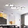 Modern Acrylic & Metal LED Ceiling Lamp Black Round Rings Aisle Parlor Bedroom Restaurant Cafe Lighting Fixture Lights