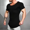 Brand Solid Clothing Gyms t-shirt Mens Fitness Tight Cotton Slim fit t shirt men Bodybuilding Summer top Blank tshirt 220304