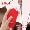 Nxy Sex Toy Vibrators 2 in 1 Tongue Vibrator Clitoris Nipple Stimulator Sucking Device Male and Female Adult Toys g Spot Masturbation 1218