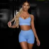 Fitnsuits Dames Yoga Set Gym 2 Stuk Sports Bras Gewatteerde Seamllegings Heup Korte Oefening Workout Trainingspak Sportswear X0629