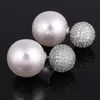 Xiumeiyizu Luxury 15mm Simulated Pearl Bubble Earring Full Prong Cubic Zirconia Reversible Double Ball Rhodium Stud örhängen 210315636788