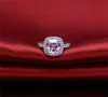 Prinses 2 karaat simulatie diamanten ringen vrouwelijke 925 zilveren sieraden trouwring vierkant wit / geel / roze zirkoon edelsteen ringen R688