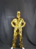 Party Decoratie Q16 Cosplay Dans Kostuums Goud Spiegel Robot Mannen Pak Dj Draagt Outfits Catwalk Uitvoeren Hoeden Masker Show Jurken