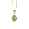 Hetian Necklace Female Water Drop ClaVicle Chain 2021 Sterling Silver Jade Pendant Mother Model for Elders2436932