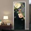 その他の装飾的なステッカーヴィンテージ美しい植物の花を描く3Dドアステッカー自己接着性リムー可能なリビングルームの寝室の壁パップ