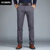 Pomint мужские брюки прямые свободные повседневные брюки большого размера хлопок мода деловой костюм зеленый коричневый серый 210715