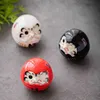 HOVFELER Japanese Ceramic Daruma Doll Crafts Lucky Charm Fortune Ornament Landscape Home Decor Miniature Accessories Gifts 211108