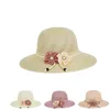 2021 Yeni Yaz Kadın Güneş Şapka Çiçek Şerit Panama Plaj Şapkaları Kadınlar Için Sombrero Disket Hasır Şapka