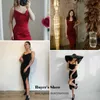 Ordifree Summer Vintage Women Satin Slip Dress Spaghetti Strap Side Slit Black Burgundy Silk Sexy Long Party 210623