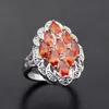 Bröllopsringar Hermosa Jewelry Princess Shiny Red Quartz Garnet Silver Color Engagement 6.5# HR014