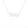 30PCS Old English Letter Word Baby Necklaces Stainless Steel Initial Alphabet Name Logo Pendant Charm Chain Minimalist Collar Choker Jewelry for Women Party