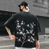 Hip Hop T-shirt Hommes Streetwear Harajuku Tshirt Broderie Floral Magpie Été T-shirt à manches courtes Coton Style japonais 210225