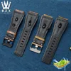 Wasserdichtes Lederarmband für Bell Ross Burrace Herren- und Damenarmband Lederarmband 24 mm konvexes Armband Wris283t