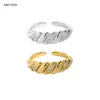 ANDYWEN 925 Sterling Silver Gold Clear Zircon Twist Resizable Irregular Geometric Rings Women Rock Punk Luxury Jewelry 210608