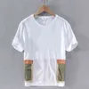 Italien Style Märke Trendy Linne T-shirt Män Kortärmad Vit T Shirts för män Casual Comforatable Tshirt Mens Camisa Masculina G1229