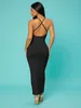 Sxy Solid Criss-Cross Backless BodyconドレスShe