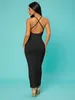 Sxy solidne, criss-cross bez pleców bodycon sukienka ona