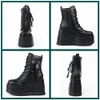 Mode Goth Plattform Tasche Kampf Damen Stiefel Keile Fashion Zipper Punk Casual Hohe Qualität Frauen Schuhe
