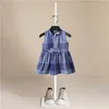 2020 Grils Dress Summer Butterfly Stripe Druku Baby Girls Dresses Party Princess Dress Bez Rękawów Urodziny Boże Narodzenie Gift Clot Q0716