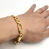 Мужская итальянская ссылка Figaro Link Hip Hop Bractelet 8,46 "12 мм толщиной настоящий 24k штемпель тонкой твердой золотой запястья